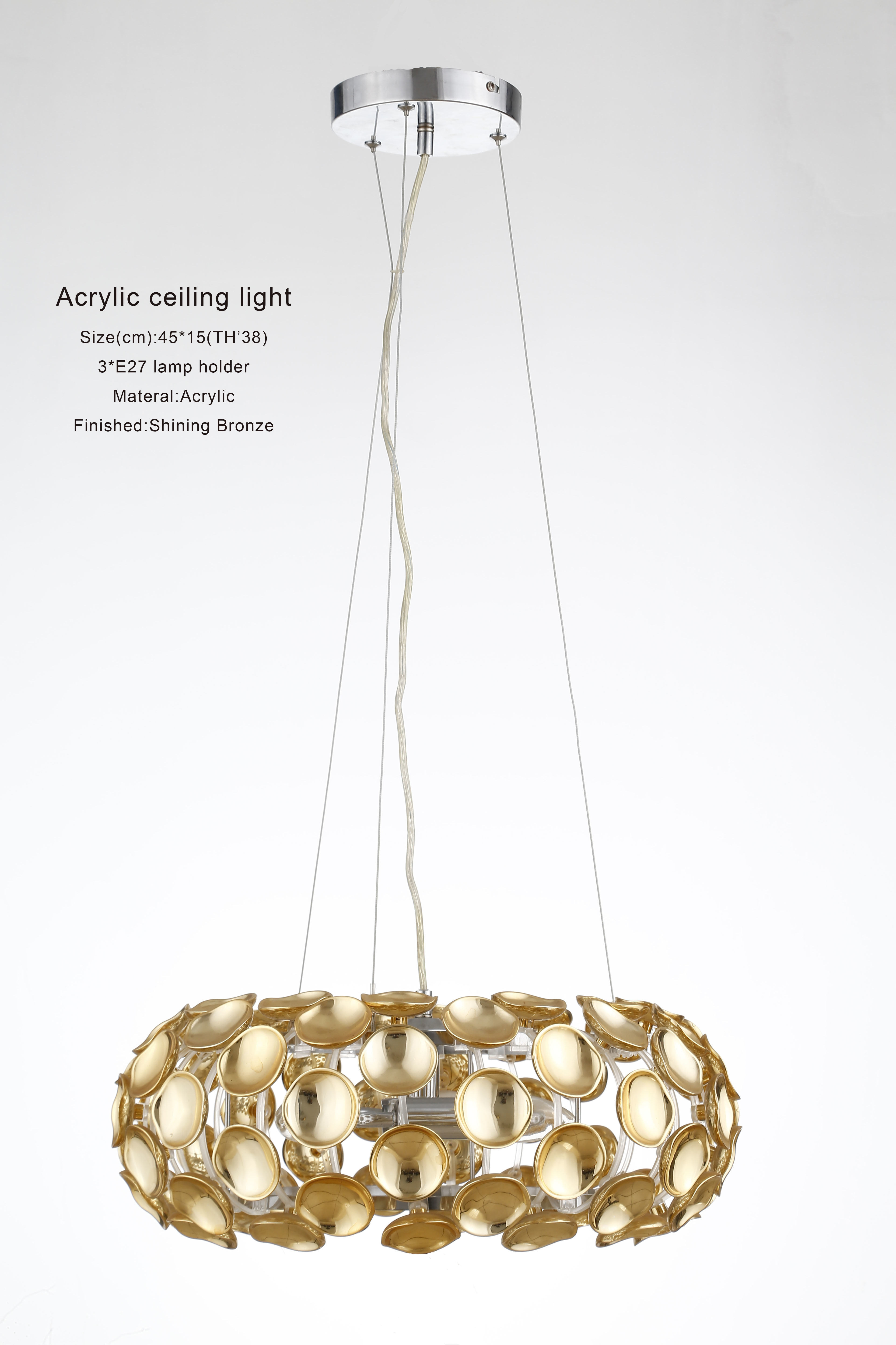 North Europe Style Shining Bronze Acrylic Pendant Lamp Medium Size
