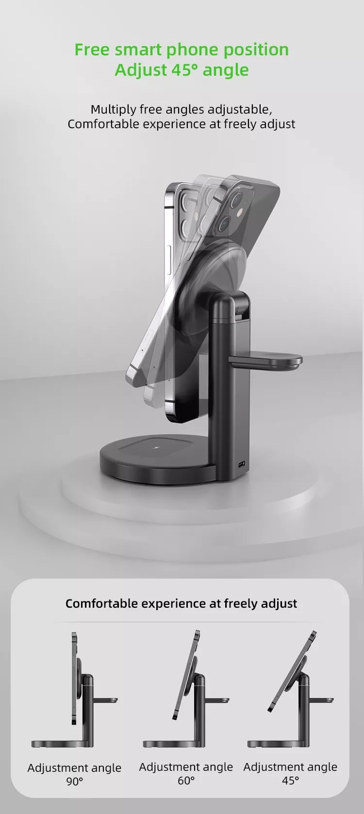 Magnetic 15W ABS Wireless Charging Station For IPhone Airpods Apple Watch