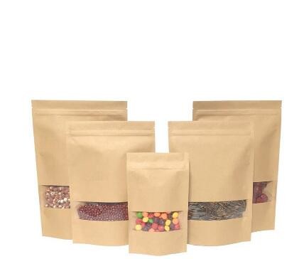 Custom food grade brown kraft aluminum foil zipper bag ,paper bags for packing food