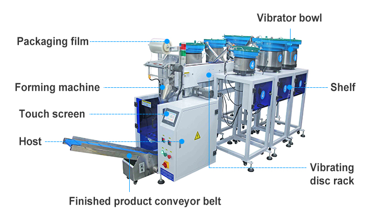 6 Drums Hardware Parts Packaging Machine Packing Fastener Filling Packaging Machine