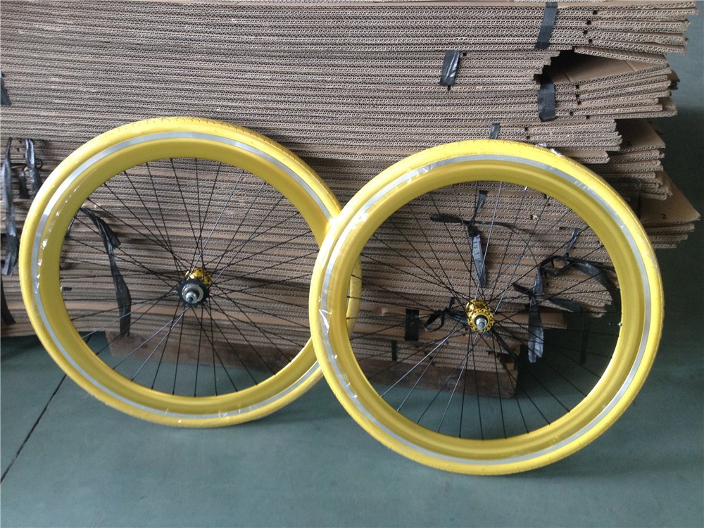 Customized 700C Fixed Gear Bike Wheel Set with Pantone Color and 32-40H Spoke Hole
