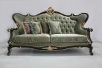 Green Executive Classic Wooden Antique Sofa Set One Seater Leather Couch