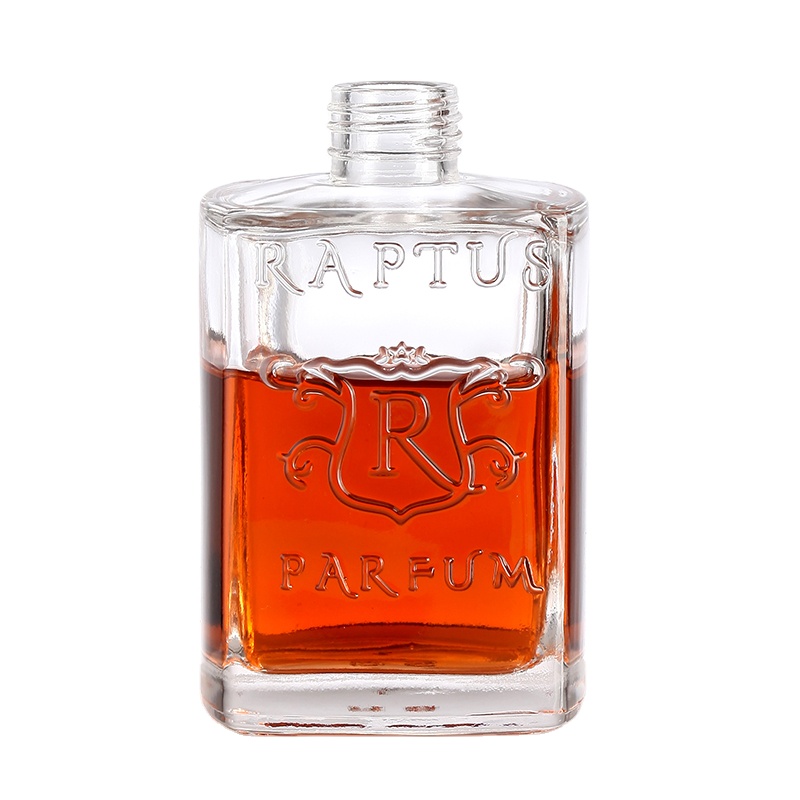 Embossed Square Wine Glass Bottle With Glass Lid Wine Hot stamping Water wave pattern