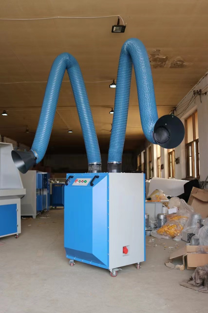 Two Arm Welding Smoke Extraction System Welding Fume Dust Collector For Metal Welding