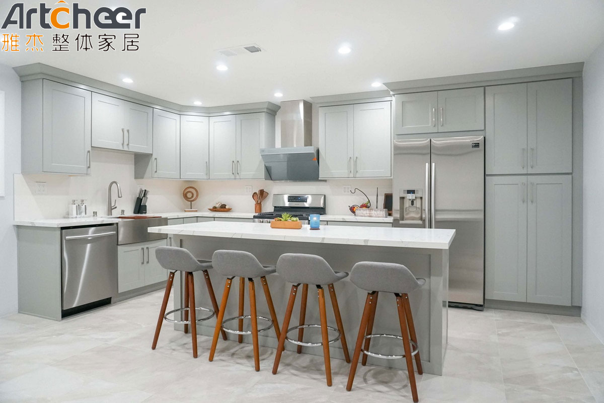 American Style Ready to Assemble White Shaker Style Modular Kitchen Cabinet Solid Wood