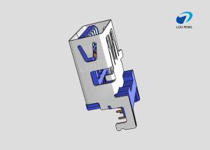 China 3.0MM USB A TYPE 9PIN FEMALE 90 ° Sinking plate Gold-Plated BLUE wholesale
