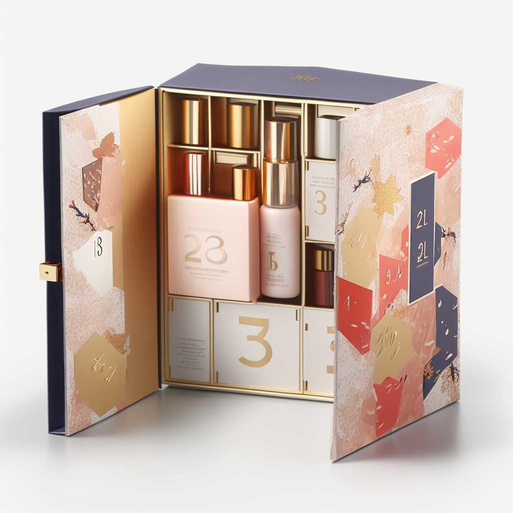 Business Shopping Custom Logo Paper Gift Advent Calendar Box Double Doors Packaging Empty Cosmetic Mystery Box
