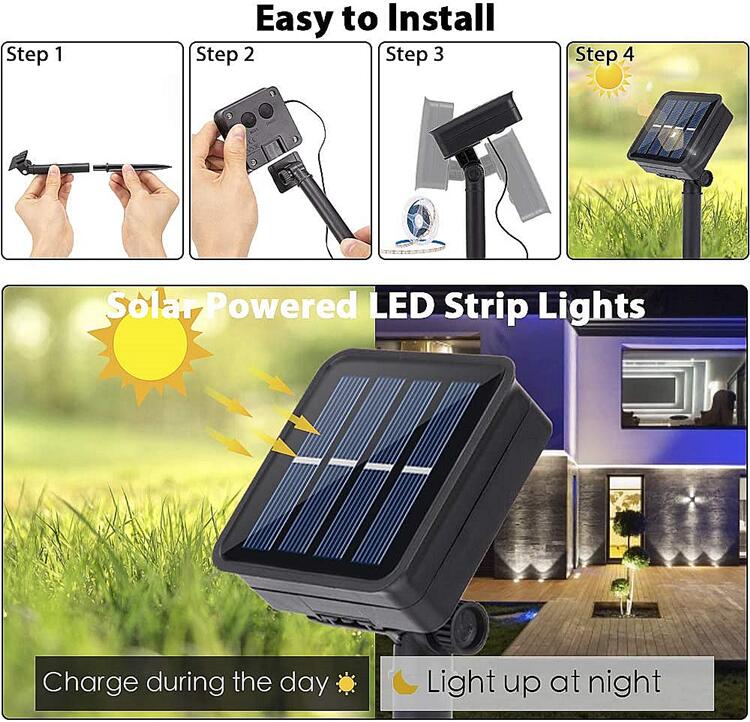 5m 10m LED Solar Strip Light Waterproof 2700K Flexible For Tree Wrapped Yard Decor