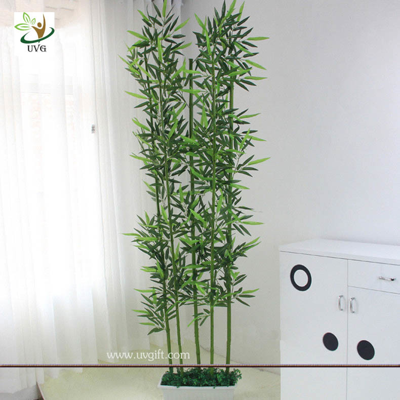 UVG wholesale decorative artificial lucky bamboo in silk and plastic leaves for indoor decoration PLT19