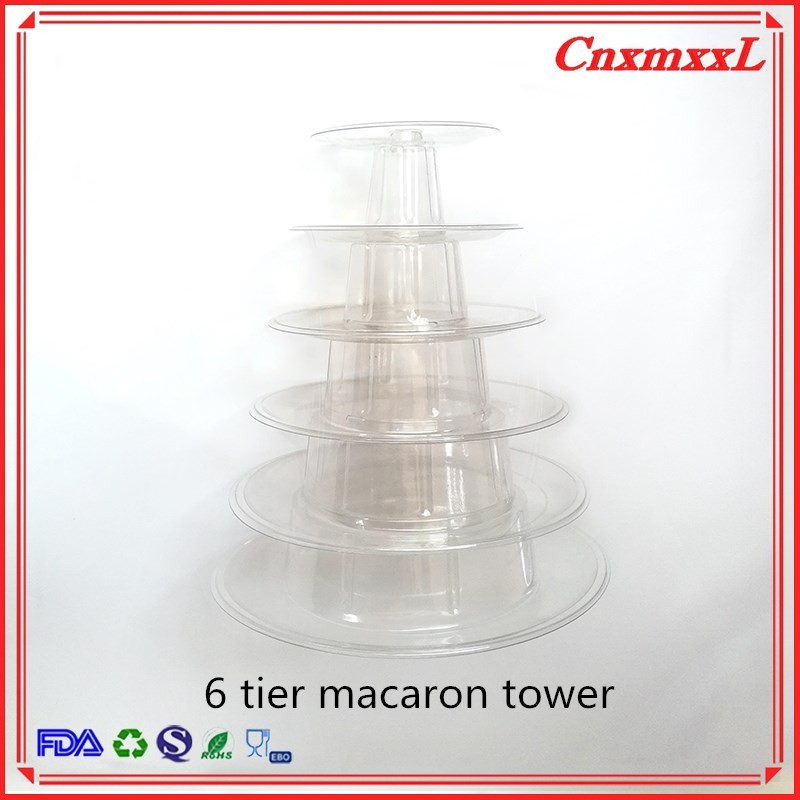 Plastic Pyramid Display Case 6 Tier Macaron Display Tower Case With Acrylic Base