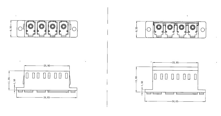 Flange Type Singlemode LC UPC Quad Fiber Optic Coupler