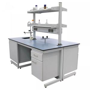 China Fireproof Laboratory Wall Bench Physiological Board Island Lab Bench With Shelves wholesale