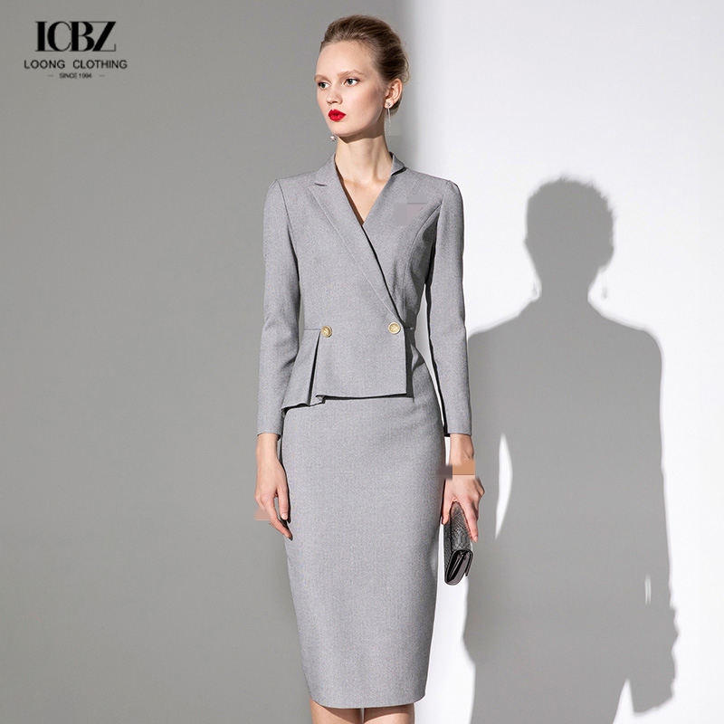 Formal Ladies Women Suit in Slim Fit Office Dress with Two Pieces in Color