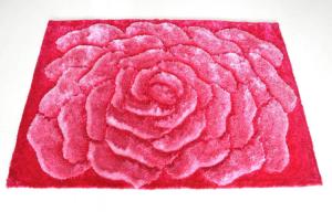 China 3D Flower Polyester Silk Shaggy Carpet And Rug Floor Area Rug Rose Rug flower carpet wholesale