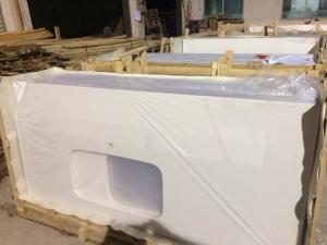 China Smooth Quartz Bathroom Vanity Tops 0.75&quot; / 1.25&quot; Thickness Single Hole wholesale