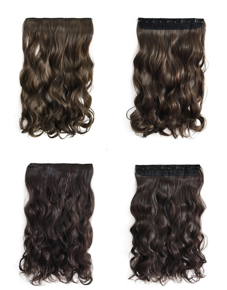 Popular Golden Synthetic Clip In Hair Extensions Long Curly Hair Weft