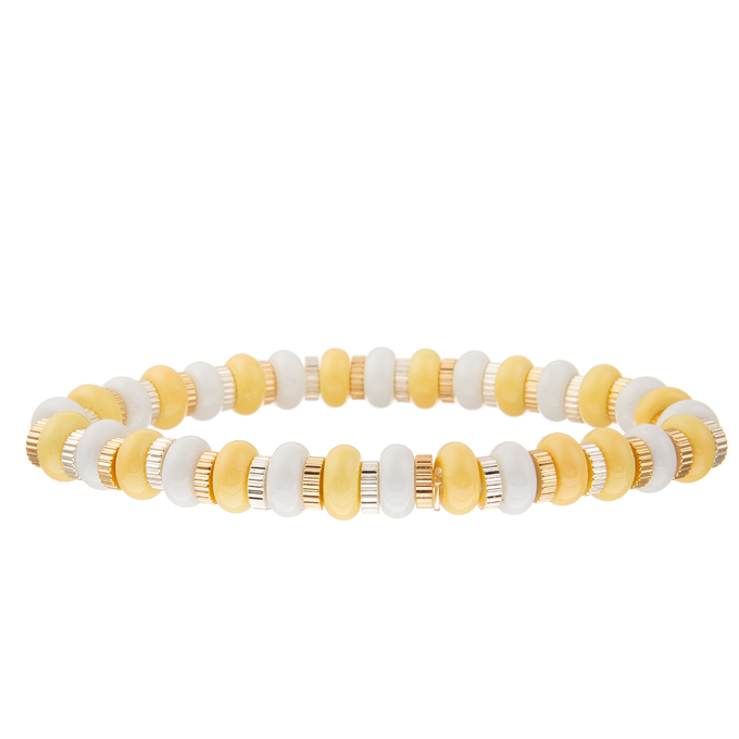 Gold Plated Yellow Handmade Beaded Chain Link Tassel Bracelets Set DIY Charm For Women