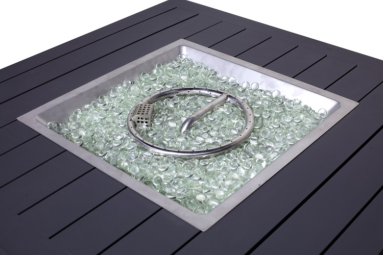 Rectangle Outdoor Propane Fire Pit Table 30 Inch 55000 BTU Square Rattan Gas Firepits