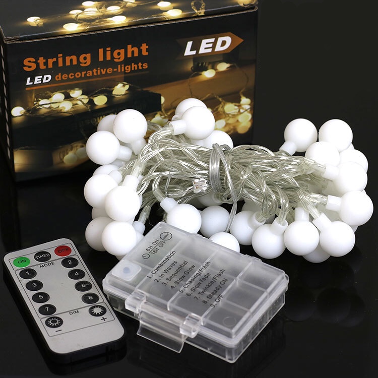 50/100 Leds Globe Ball String Lights Dimmable IP65 Fairy String Lights 8 Modes with Remote 50 LEDs Bubble Ball Fairy Lights