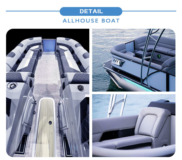 Aluminum Double Decker Luxury Pontoon Boats , 30FT 2 Story Party Pontoon Boat
