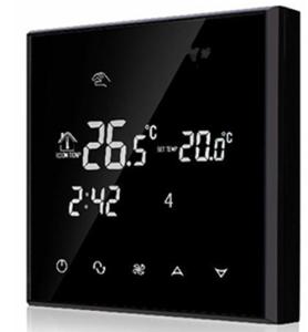 China Heating / Cooling Touch Screen Room Thermostat NTC Sensor Black Color wholesale