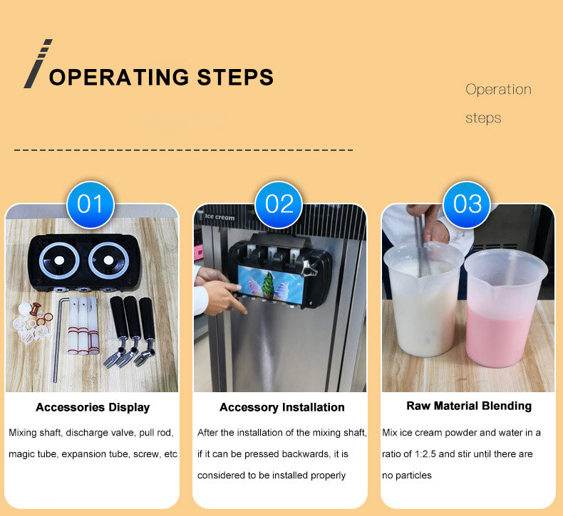 15-20L/H 304/316 Stainless Steel Ice Cream Making Machine 3 Flavor