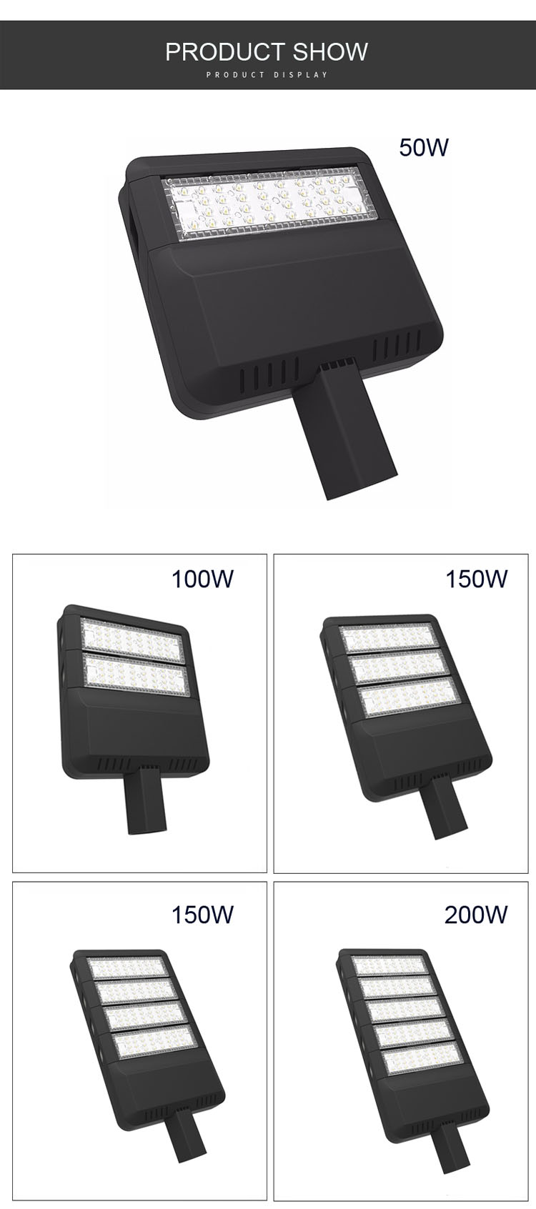 Energy Saving Outdoor Led Street Lights Black Module Design 150w 200w 250w