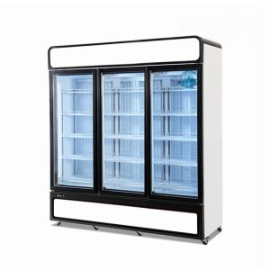 China Supermarket frozen food 3 glass door industrial upright freezer wholesale