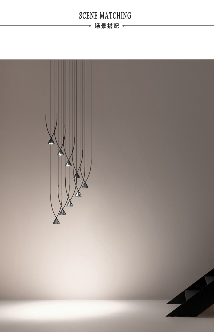 Nordic Minimalist Chandelier Designer Hall Cafe Luxury Stairwell Long Chandelier(WH-MI-388)
