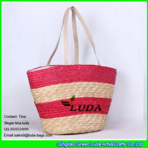 China LUDA 2015 wholesale beach bags stripe wheat straw beach bag wholesale