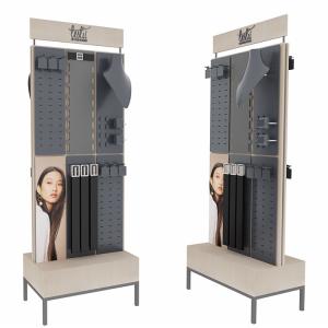 China Double Sided Hair Extension Display Rack Wooden Hair Extension Display Stand wholesale