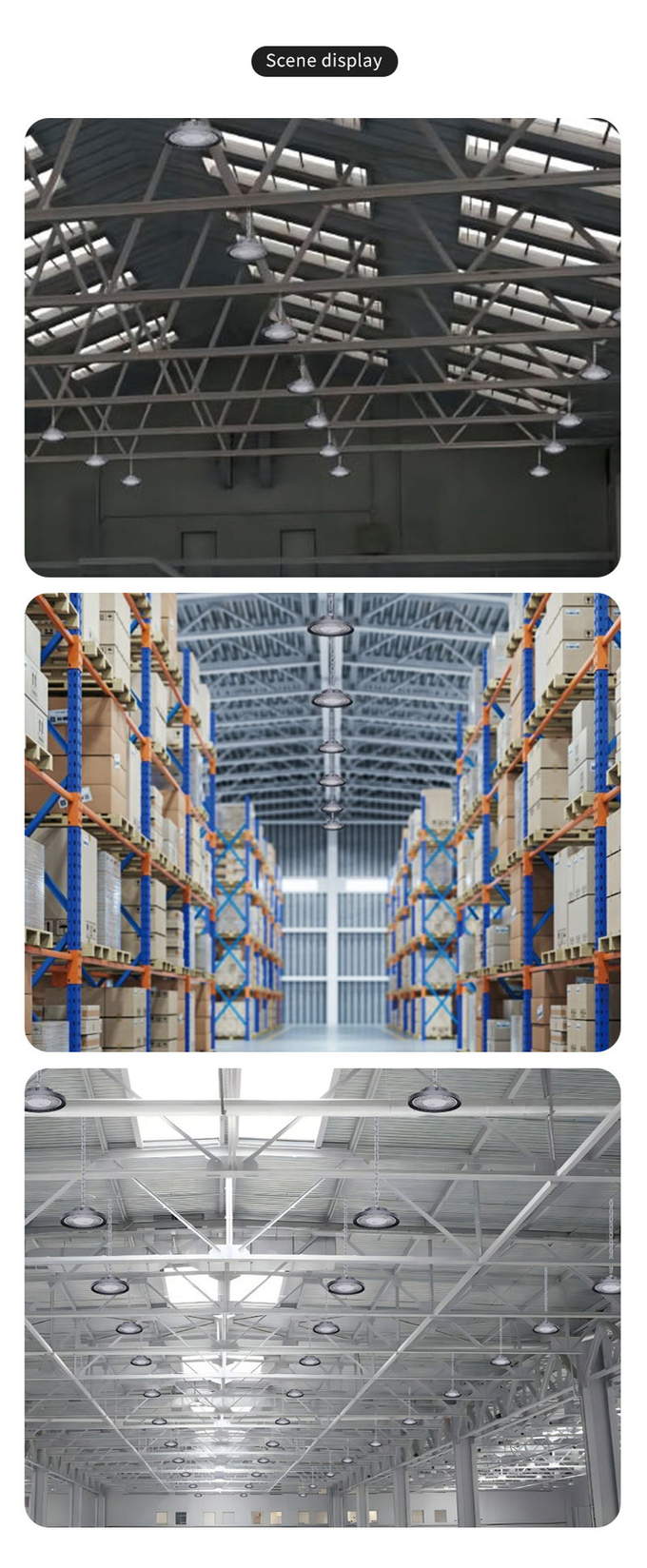 195~208lm/W Warehouse LED High Bay Light 3000K/4000K/5000K/6000K/6500K Optional