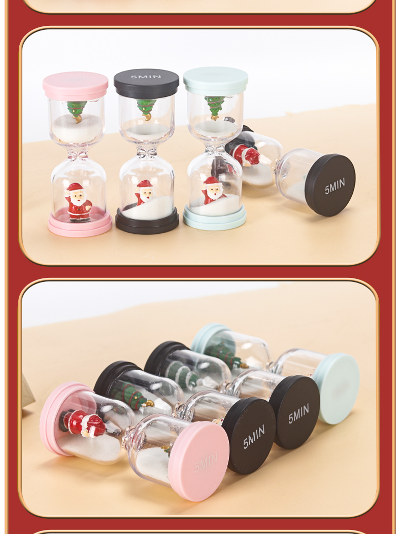 Plastic Hourglass Christmas Pink For Brushing