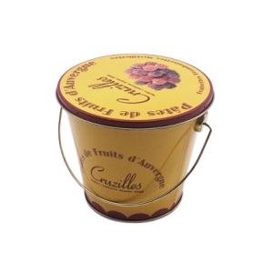 China Small Candy Tin Bucket With Lid And Handle 108*95mm Food Metal Tin Container wholesale