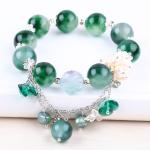 Handmade Gemstone Beaded Bracelet Green Chalcedony Stone Bracelet Adjustable