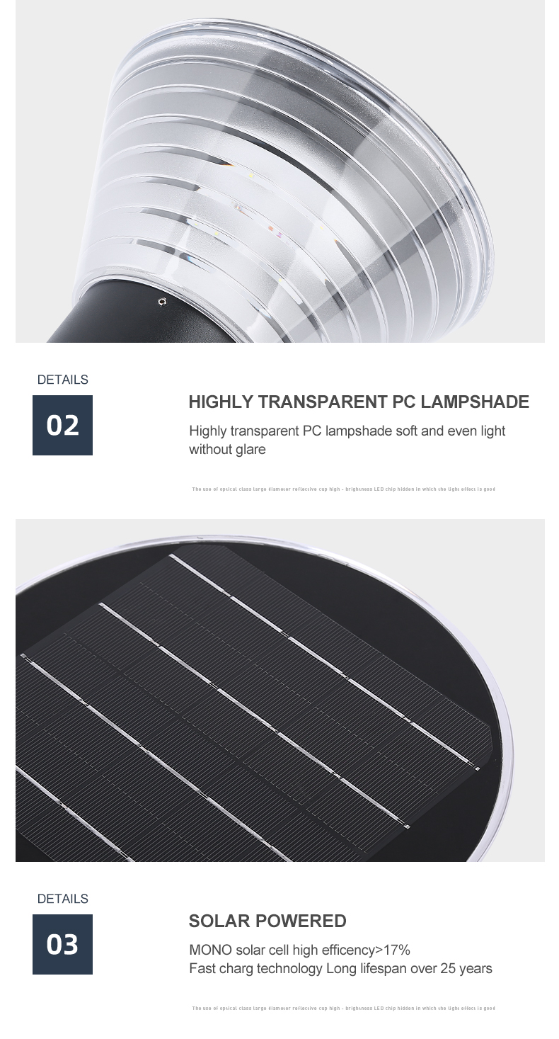 LED2835 Outdoor Garden Solar Light 3500K Warm White Optically Controlled