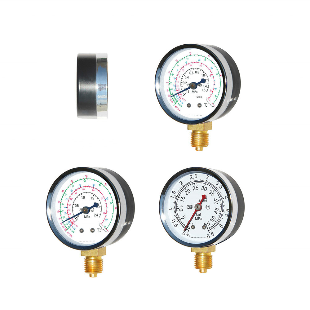 HVAC R32 Commercial Refrigeration Repair Parts 60 Scale Brass Pressure Gauges