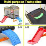 Kids' Fitness Unisex Iron Frame Indoor Outdoor Trampoline with Climb Ladder and