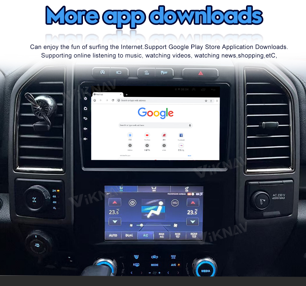 LCD Multimedia Ford Android Radio With AC Screen Car Climate Control Year 2015-2021