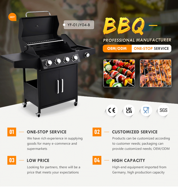 Professional Restaurant Charcoal Grill Gas BBQ with Powder Coated Vertical Style Oven