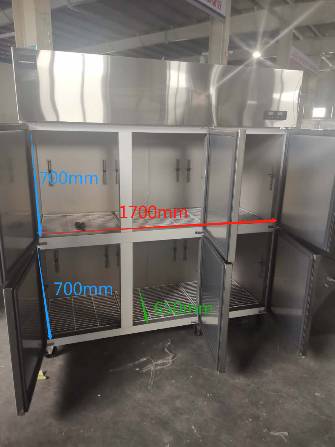 Stainless steel six door meat ice cream fresh-keeping freezer 4