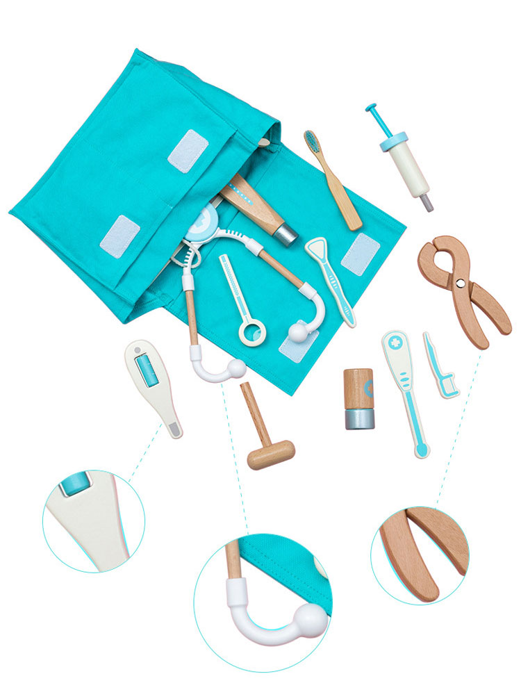 Excellently Designed Role Game Set with Solid Wooden Pieces and Canvas Medicine Bag