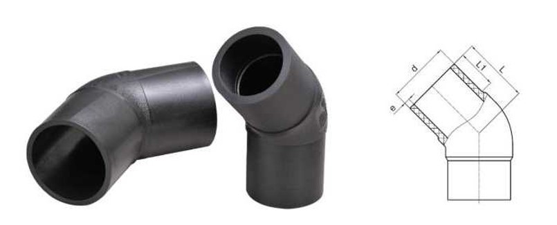 DN63-DN450 SDR11 SDR17 SDR17.6 PE Spigot 45 Degree Pipe Elbow