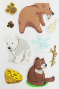China Fuzzy Puffy Custom Book Stickers , Little Bear Cute Animal Stickers For Kids wholesale