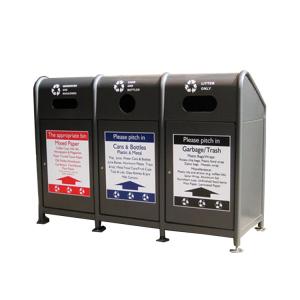 China Customized Stainless Steel 45L Triple Compartment Trash Can wholesale