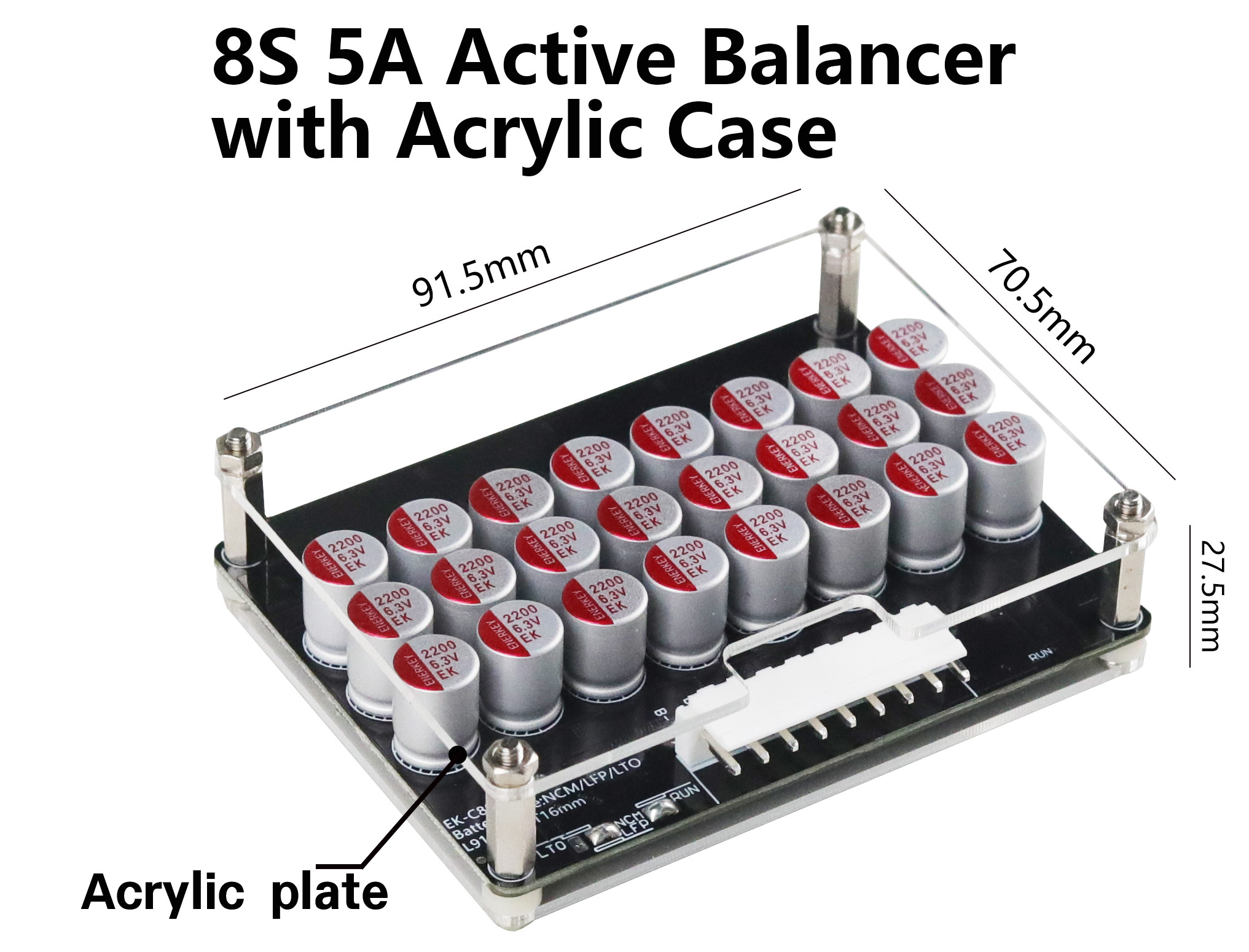 Enerkey 5A 3S 4S 5S 6S 7S 8S 9S 10S 12S 14S 16S 17S 21S Lithium Active Equalizer with Acrylic Plate Li-ion/Lto/Lifepo4 Battery Balancer for Scooter