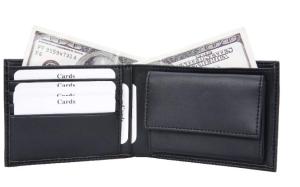 China Black Stylish Leather Wallet With Credit Card Holder And Money Clip Purse wholesale