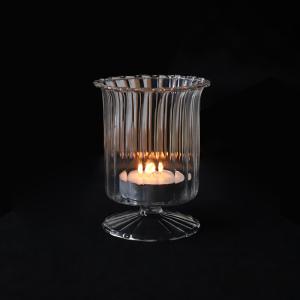 China LFGB Wedding Flower Shape Clear Glass Candlestick wholesale