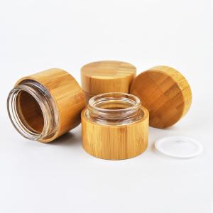 China 20g 15ml Empty Cosmetic Jars Bamboo Containers For Cosmetics Ribbed 3oz wholesale