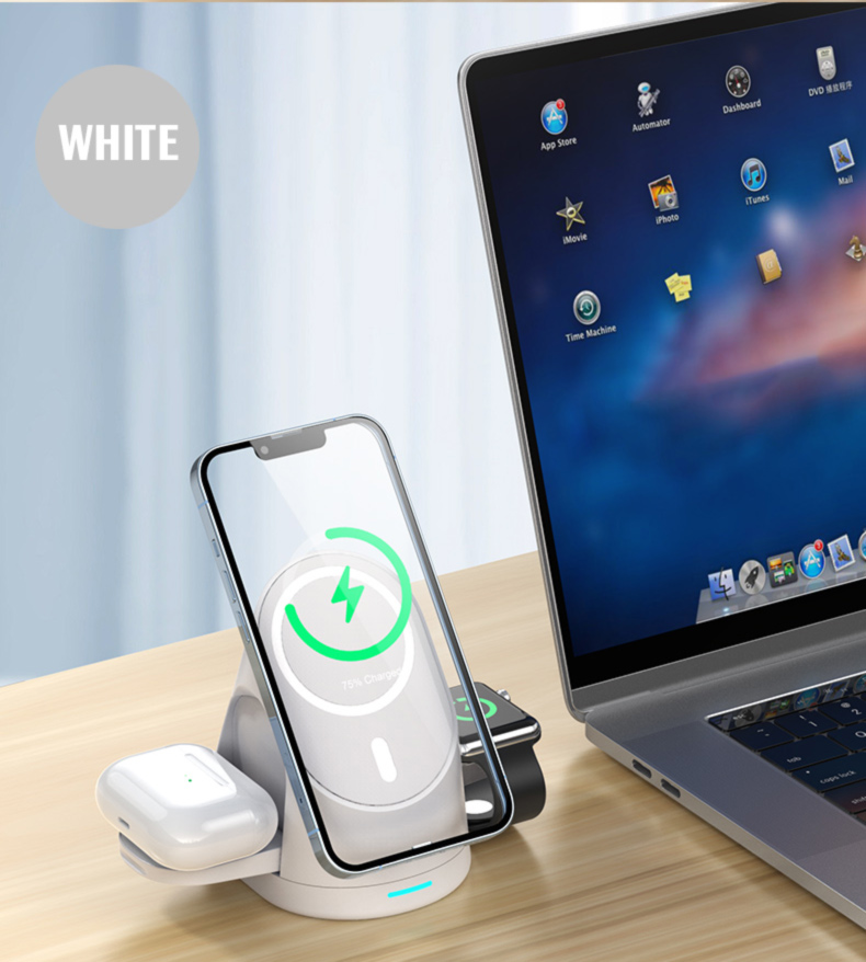 Foldable Magnetic Wireless Charger for Watch Earphone Smart Adapter 5W 7.5W 10W 15W Black